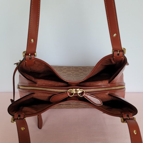 COACH Lori Signature Logo Coated Canvas Shoulder Bag AND Accordion Wallet SET🎈⭐ - Picture 14 of 16